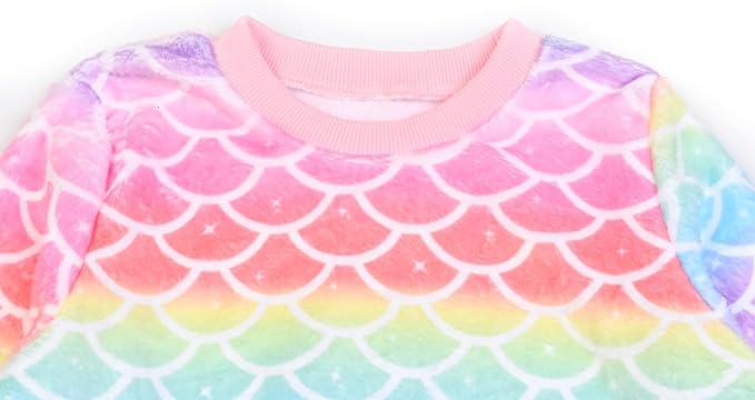 QPANCY Matching Doll & Girls Fleece Pjs Set kids Fall Winter Long Sleeve Sleepwear 2 Piece Pajamas