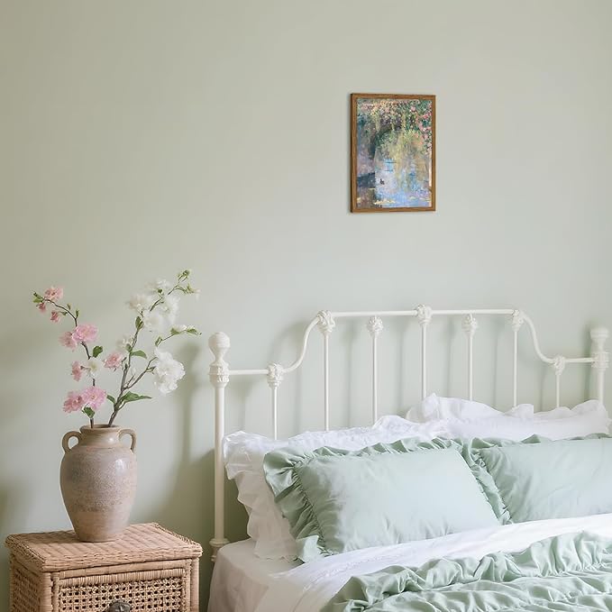 Framed Vintage Monet Canvas Wall Art, Floral Landscape Wall Decor Paintings, Country Nature Pictures Prints Aesthetic Home Decor for Living Room Bedroom Bathroom 8x10 inch