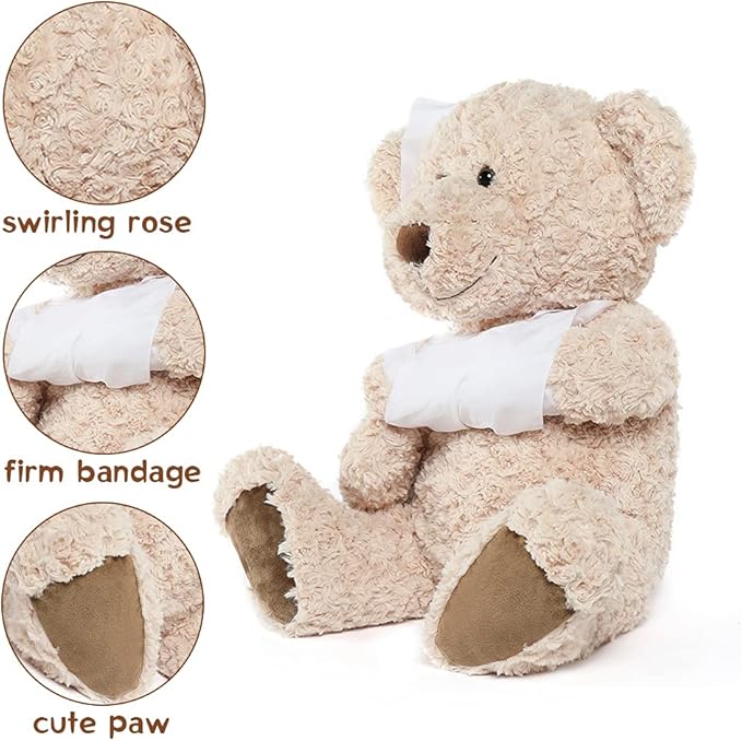 Muiteiur 25.6 Inch Get Well Soon Teddy Bear, Broken Arm Gift for Kids, Soft Recovery Bear with Bandage, Gift for Kids Adult After Surgery