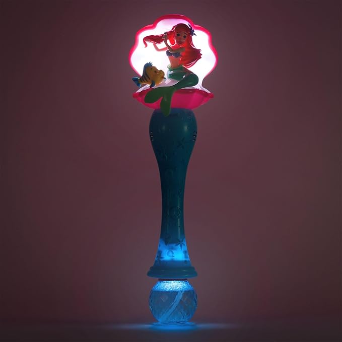 Disney Store Official The Little Mermaid Ariel & Flounder Light & Sound Bubble Wand - Interactive LED Toy, Perfect for Kids & Fans - Ideal for Outdoor Play & Parties, Durable and Safe