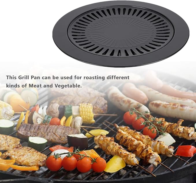 Korean BBQ Grill Pan Non stick Barbecue Plate for Indoor Outdoor Grilling, Bakeware for Home Camping