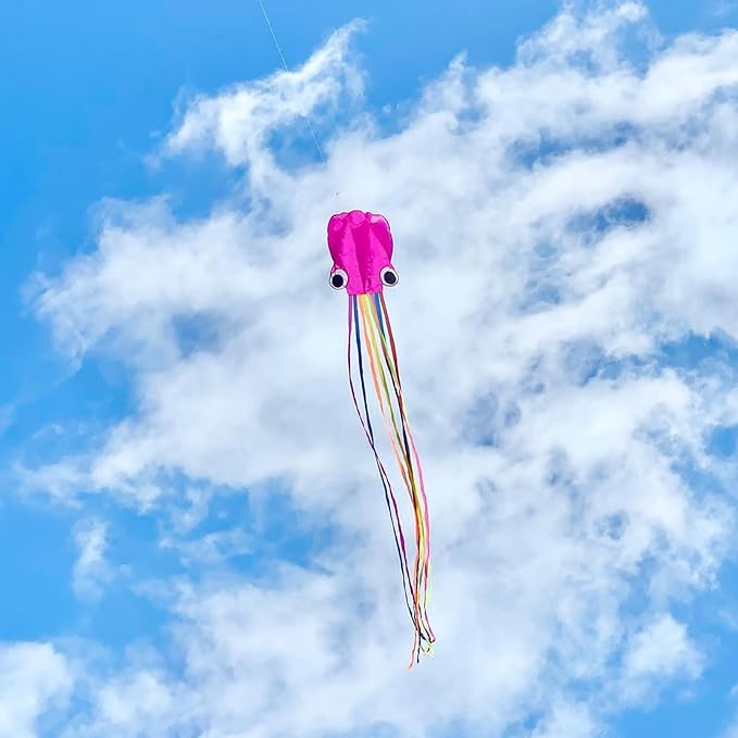 Large Octopus Kites for Kids and Adults - Easy to Fly, 28X158 3D Software Colorful Kite with Long Tails. Perfect for Beach and Outdoor Activities