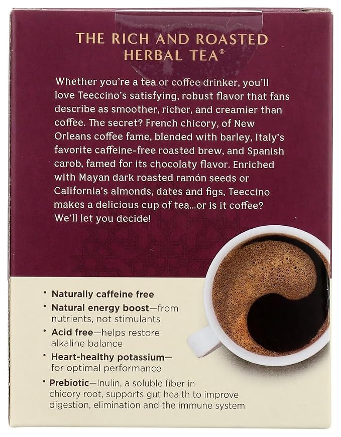 Teeccino Chicory Roasted Herbal Tea Sampler Pack (French Roast, Hazelnut, Vanilla Nut and Chocolaté), Caffeine Free, 12 Tea Bags (Pack of 2)
