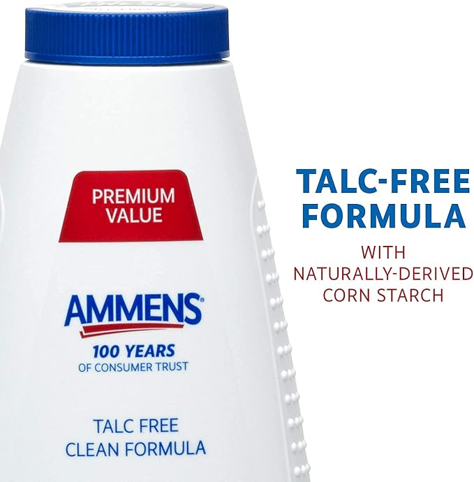 Ammens Body Powder Original – Talc-Free Clean Formula, All-Day 4X Strong Protection, 11 oz (Pack of 4)