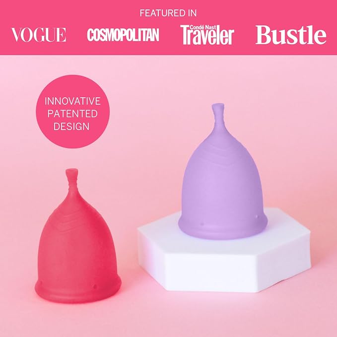 2 Menstrual Cups and Applicator Bundle - No Metals or Toxins - 100% Medical-Grade Silicone - Softest Reusable Period Cup - Inserts Like a Tampon - Capacity of 4 and 6 Tampons