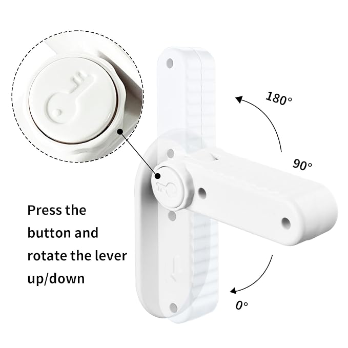 Childproof Door Lever Lock Prevents Toddlers Pets from Opening Doors, No Drill Tool Needed Easy to Instal, Child Safety Locks for Doors, Windows, washrooms (White, Pack, 4)