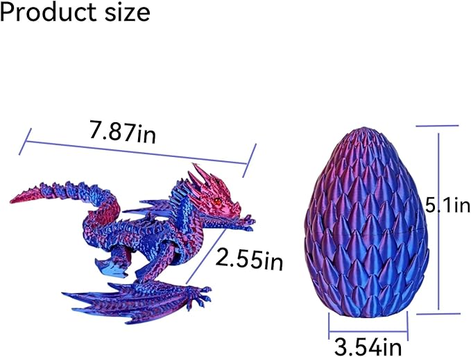 3D Printed Dragon,Flying Mystery Eggs Easter Articulated,3D Printed Crystal with Wings,3D Eggs with Dragon Inside,Adults Fidget Toys for Autism ADHD