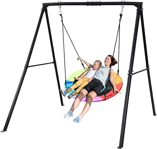Trekassy 440lbs Swing Set with 40 Inch Saucer Tree Swing and Heavy Duty A-Frame Metal Stand (Multicolor) （Patented）
