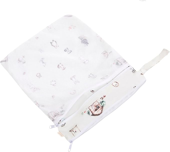 Ali+Oli Water Resistant Dual-Compartment Wet-Dry Bag for Travel, Hook to Stroller, Daycare, Diapers, Diaper Bag, Clutch Bag,15x12 inches (Woodlands)