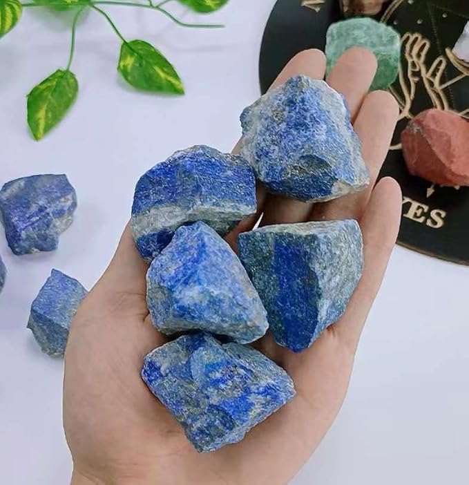 LAIDANLA 1lb 2" Lapis Lazuli Natural Rough Stones Crystal Large Raw Crystals Bulk Healing Gemstones for Reiki Healing Tumbling Fountain Rocks Wire Wrapping Decoration Cabbing Lapidary