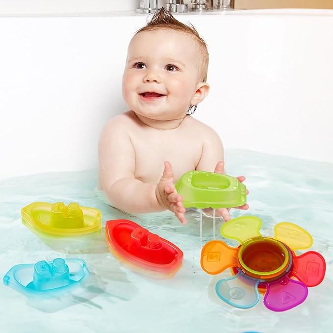 Baby Bath Toys for Kids Ages 1-3 11PCS Mold Free Bath Toys for Toddlers 2-4 with Colorful Floating Boats and Spoons, Baby & Toddler Bathtub Sand Beach Pool Water Toys for Christmas Birthday Gifts