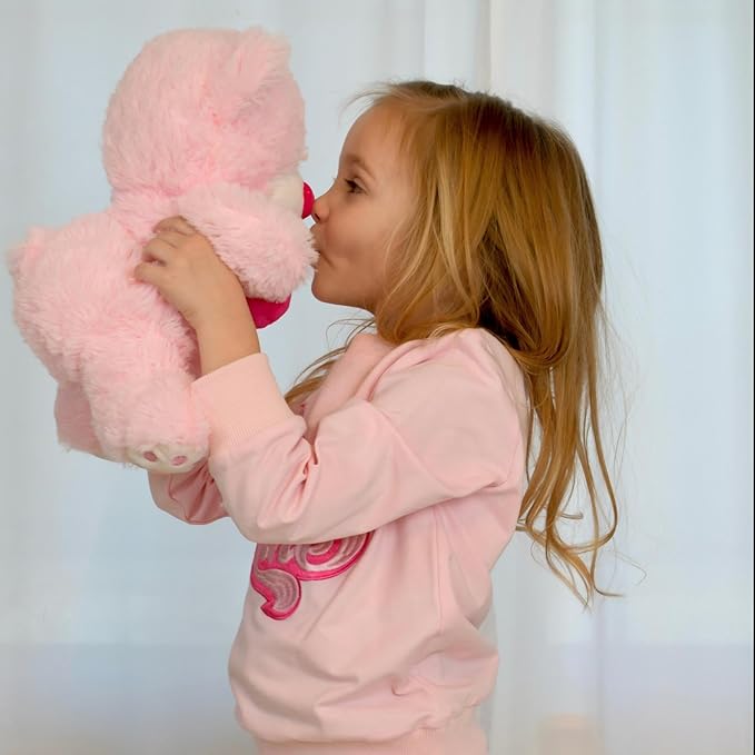 MaoGoLan Small Teddy Bear with Red Heart, I Love You Valentines Teddy Bear Stuffed Animal Pink,Velvet Red Heart Bear Gift for Kids,Girlfriend,Wife,12"