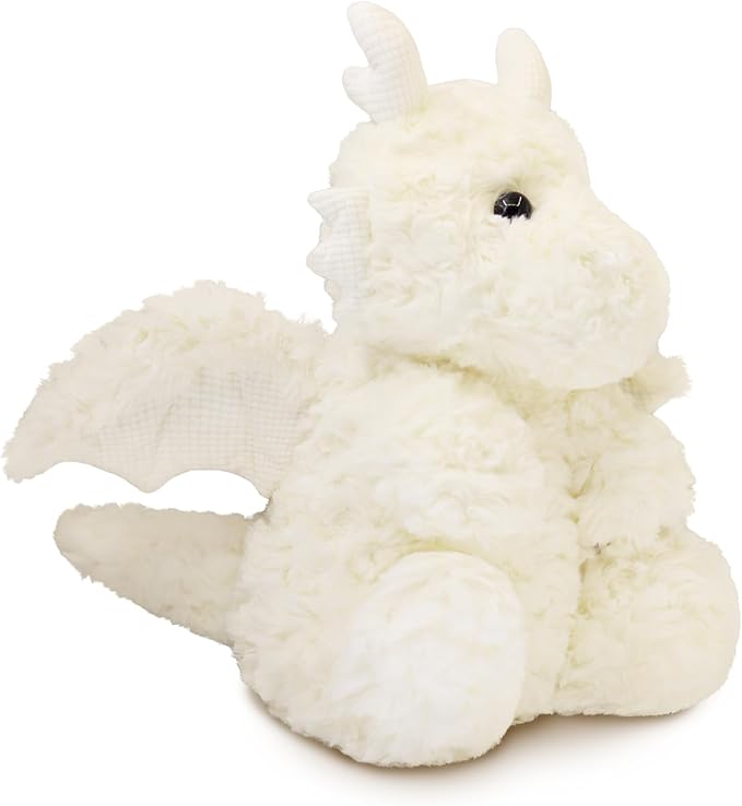 Soft Little Flying Dinosaur Stuffed Plush Pillow, Adorable White Dragon Plush Toy and Birthday Present for Kids, Adults and Collectors(White/7.9in)