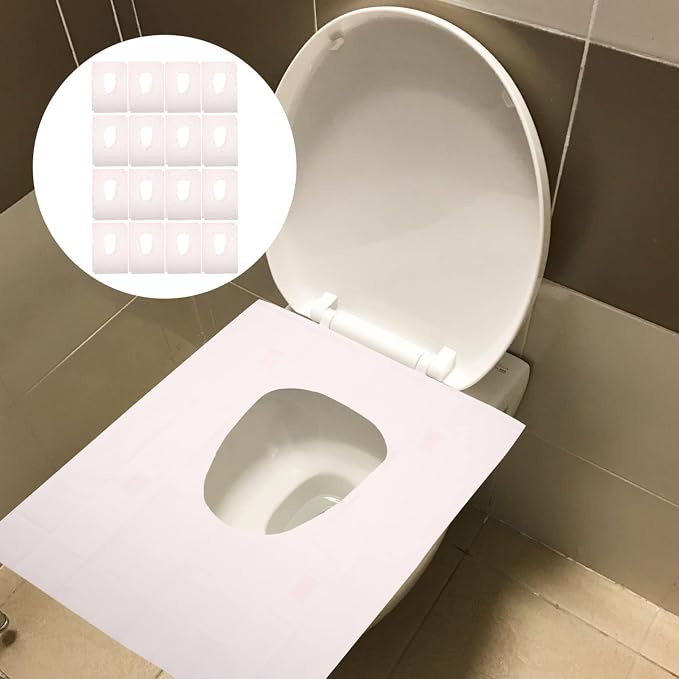 GLEAVI 50Pcs Disposable Toilet Seat Covers - Waterproof, Non-Slip, Individually Wrapped Travel Essentials for Public Restrooms, Camping, and Daily Use