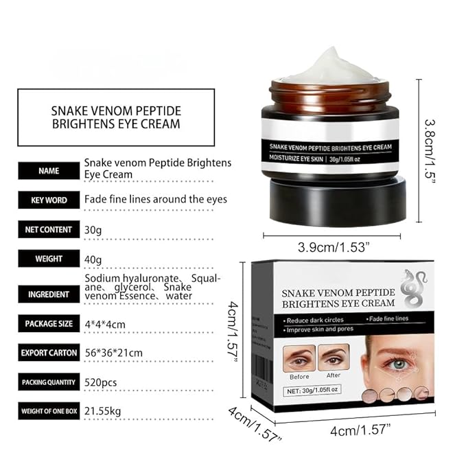 Snake Peptide Eye Cream，Anti-Aging Eye Cream for Dark Circles, Puffiness & Wrinkles, Hydrating Eye Treatment with Niacinamide & Glycerin (1)