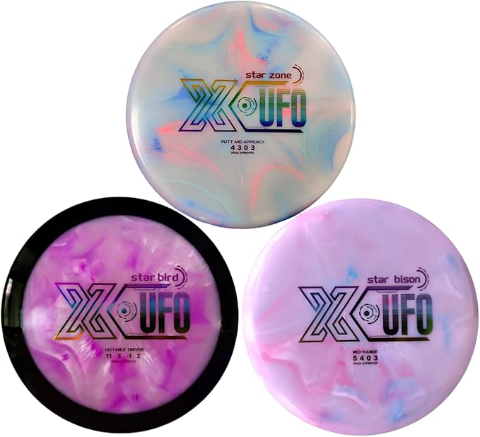 X-UFO Disc Golf Set - Disc Golf Starter Set, Includes 1 Putter, 1 Driver, and 1 midrange disc, Weighing 170-178 Grams. Suitable for Beginners and Professional disc Golf tournaments