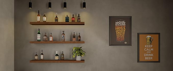 ROGMARS 36 Inches Long Walnut Floating Shelves | Rustic Solid Wood Farmhouse Wall Shelves with Invisible Brackets for Bathroom, Living Room, Bedroom, Kitchen Set of 3