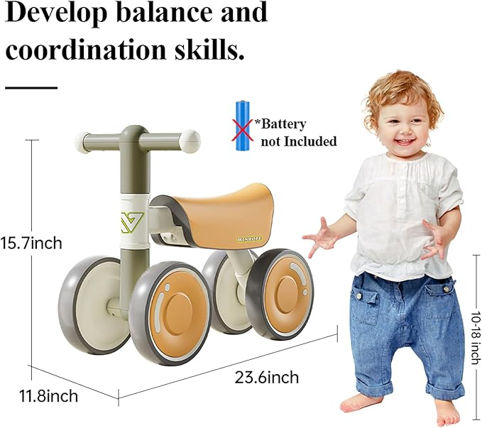 WinHope Baby Balance Bike for 1 Year Old Boys Girls,12-36 Month Toddler Balance Bike with 4 Wheels,Toddler First Bike,Girls First Birthday Gifts
