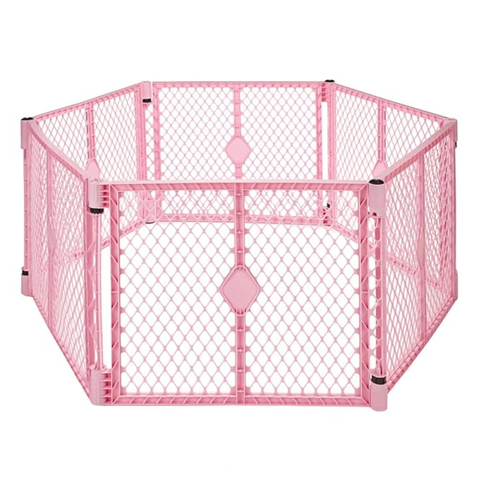 Toddleroo by North States - Superyard Baby Play Yard: Freestanding 6 Panel Baby Playpen - Indoor or Outdoor Use - Made in USA - Encloses Up to 18.5 Square Feet - 26 Inches Tall - Pink