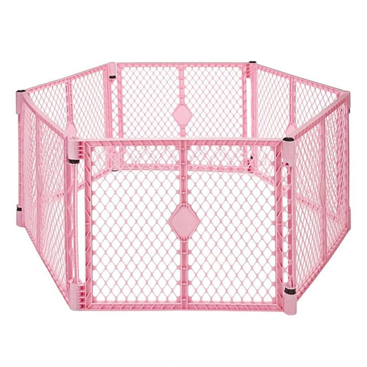 Toddleroo by North States - Superyard Baby Play Yard: Freestanding 6 Panel Baby Playpen - Indoor or Outdoor Use - Made in USA - Encloses Up to 18.5 Square Feet - 26 Inches Tall - Pink