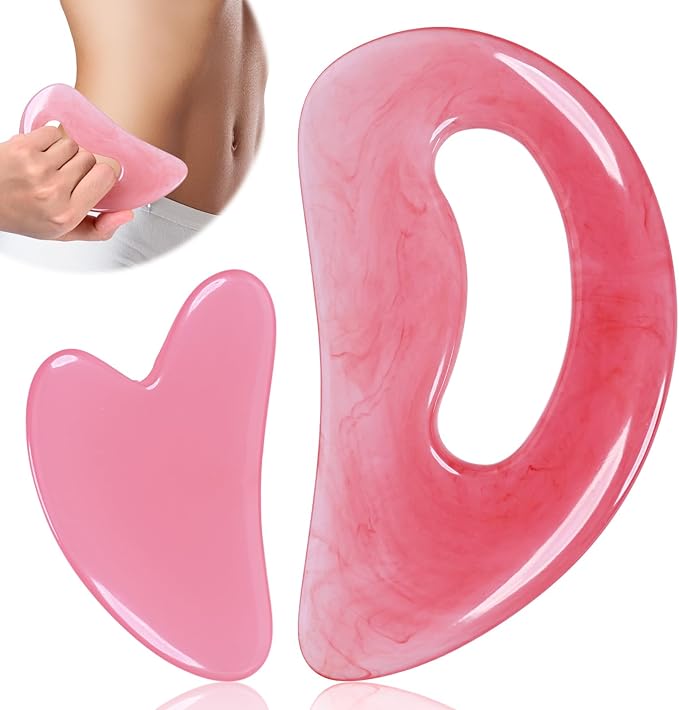 FDKJEJC Body Gua Sha Tool Cellulite Guasha Tool for Body Body Massage Tools (Natural Resin) Lymphatic Drainage Tool Guasha Tool for Face，Back, Legs, Women's Body Shaping Tools (Pink) (Pink)