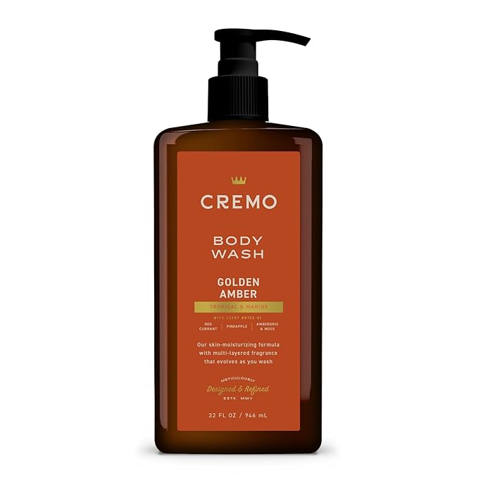 Cremo Rich-Lathering Golden Amber Body Wash for Men, 32 Fl Oz