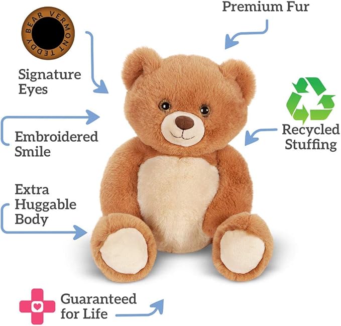 Vermont Teddy Bear Stuffed Animal – 15 Inch Teddy Bear Plushies, Stuffed Animal Honey Teddy Bears Gift for Valentine, Girlfriend, Boyfriend, Baby Shower, Kids