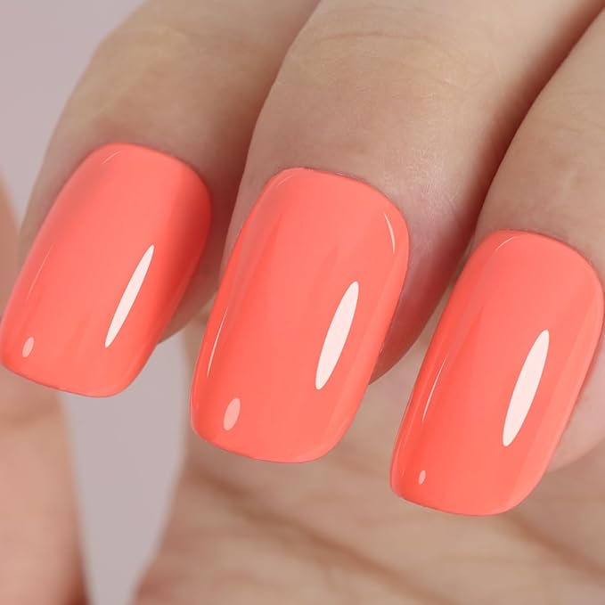 Coral Orange Gel Nail Polish,0.51 Fl Oz Soak Off UV Lamp Bright Coral Orange Gel Polish for DIY Nail Art Starter or Manicure Salon,Summer Fall Colors Gel Polish Kit GP0107