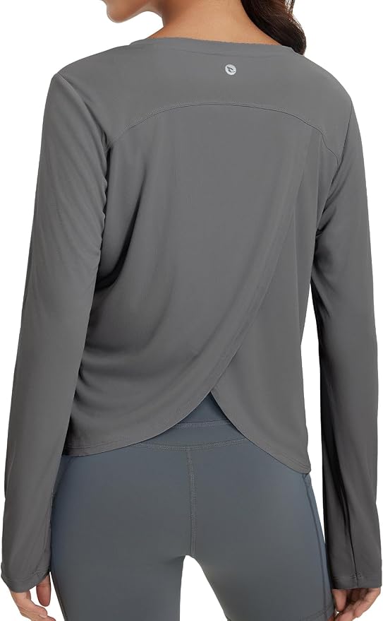 baleaf Women's Long Sleeve Workout Tops Running Sun Shirts Split Back | UPF 50+, Quick Dry, Lightweight, Breathable, Moisture-wicking, SPF, UV, for Athletic, Gym, Hiking, Tennis, Outdoor