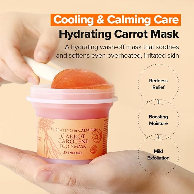 SKINFOOD Carrot Carotene Food Mask, Korean Skincare Wash-Off Mask for Soothing & Moisturizing, Carrot Seed Oil & Beta-Carotene, 120g / 4.23 fl.oz.