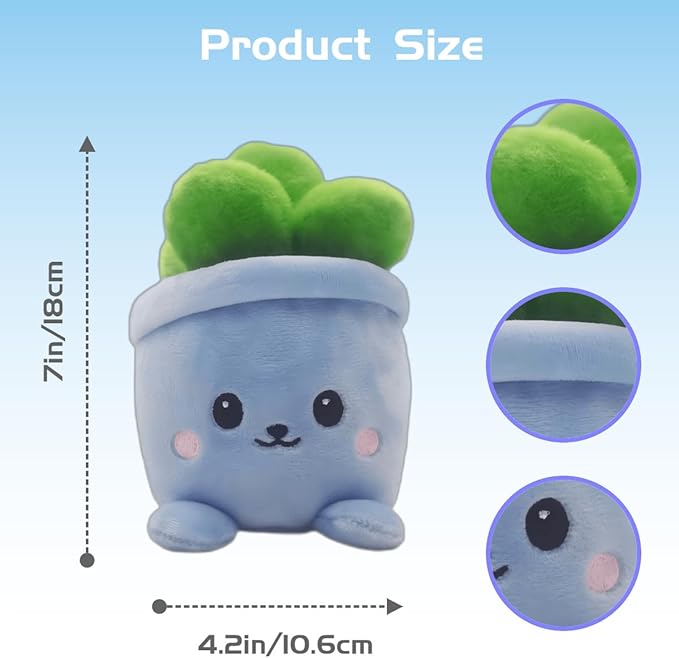 Stuffed Plant Plush Toy, Happy Face Flower Plushies Plant Pillow Decorationr with Natural Scent, Adorable Stuffed Flower for Christmas Horror Plush Halloween(Succulents Plant)