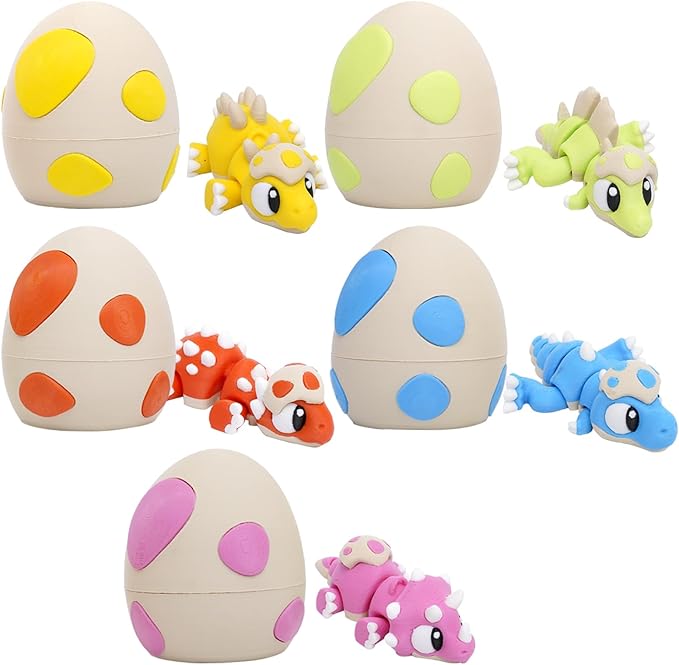 3D Printed Exquisite Dinosaur Egg Toy Model, Fully Articulated 3D Printed Toy. (5Pcs)