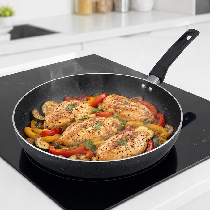 Heavy Gauge 12-Inch Nonstick Frying Pan Skillet, Large Aluminum Omelet Pan for Searing, Sauteing and Everyday Cooking, Induction Compatible Cookware for Gas, Electric and Ceramic