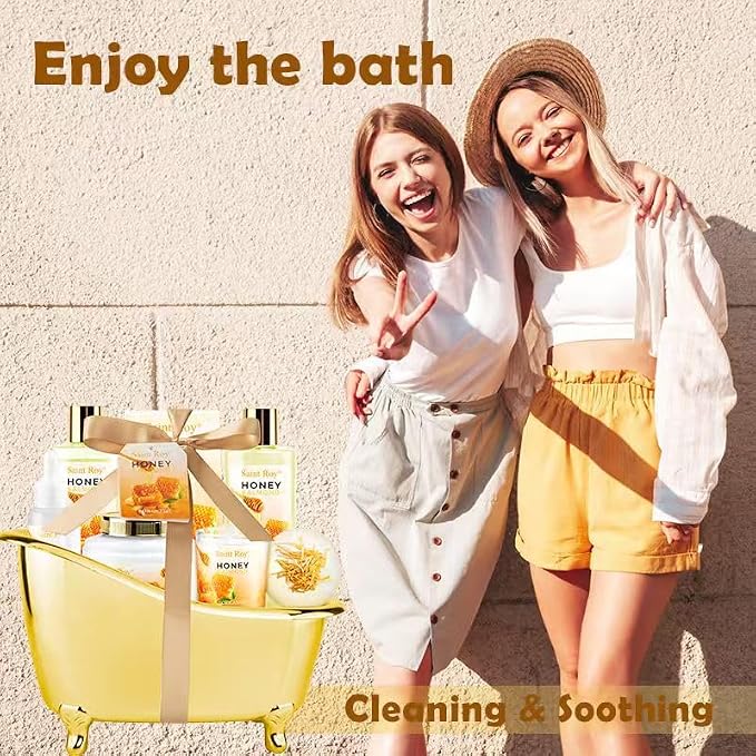 Shower kit gift Birthday Spa Gifts for Women & Men, Honey Almond Bath Gift | Bath Gift Set, Spa Gift Basket for Women & Men, Home Spa Gift Set, Self-Care, Bath Gifts Christmas, Mother Day, Anniversary