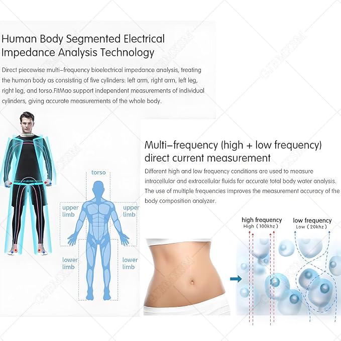 Professional Body Composition Analyzer Machine with Bioimpedance Technology for Full Body Scanner, Measure Body Fat, BMI, Muscle Mass, Arms & Legs Analysis, for Gym and Home Use