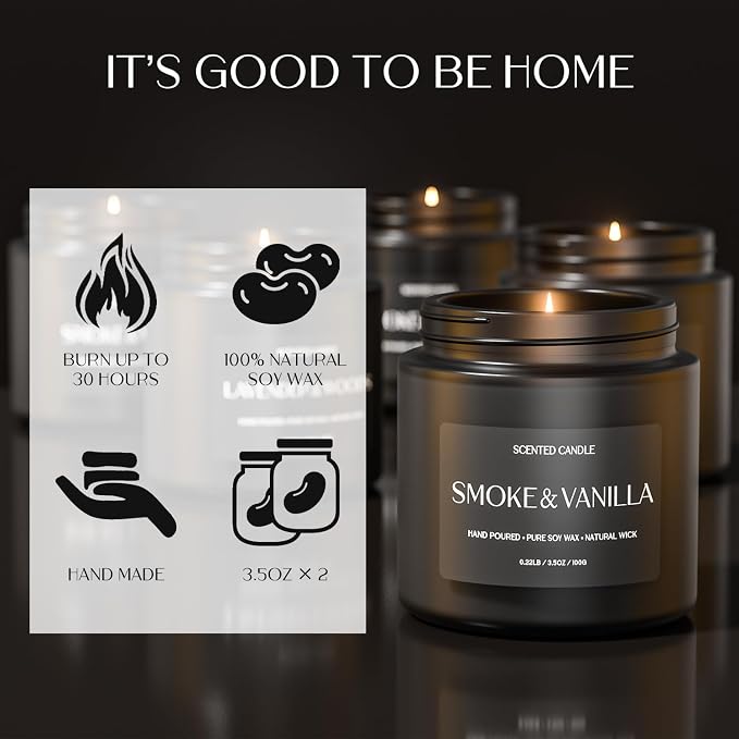 Scented Candles for Men, Soy Candles for Home Scented, Candle Gifts for Men, 4 Pack Aromatherapy Candle Gift Set for Relaxing, Stress Relief & Home Decor
