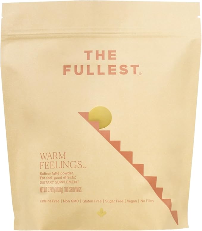 THE FULLEST - Saffron Latte 100 Day Supply - Saffron, Cardamom, and Coconut Based Wellness Powder for Mood and Sleep Support, Sugar-Free, Vegan, and Gluten-Free, 100 Servings