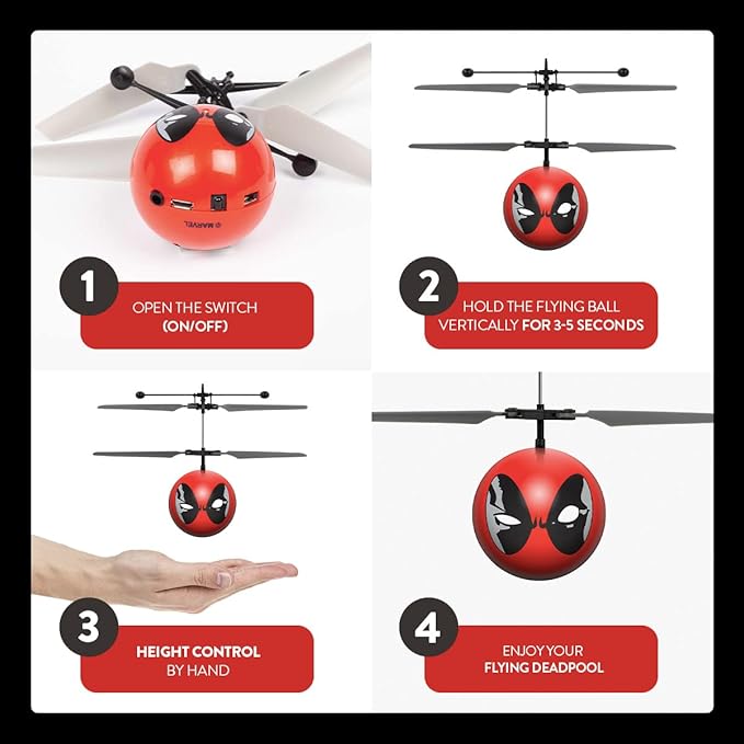 World Tech Toys Deadpool IR UFO Heliball Marvel Helicopter