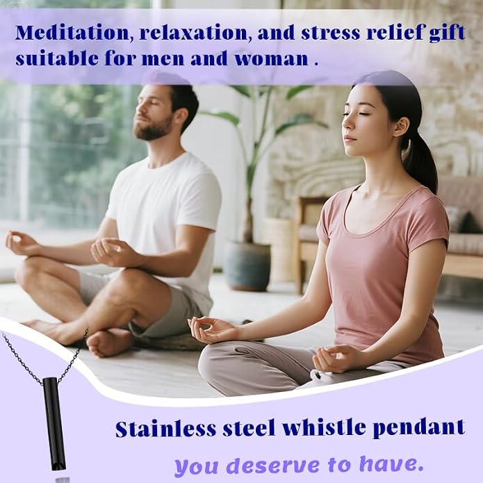 Mindful Breathe Necklace for Men Women Quit Smoking Breathe Whistle Pendant Stress Relief Necklace Anxiety Relief Gift