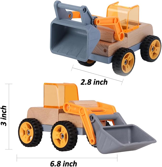 Wooden Construction Truck Mini Simulation Engineering Vehicles for Boys and Girls Toy Car (Shovel) for Age 3 +