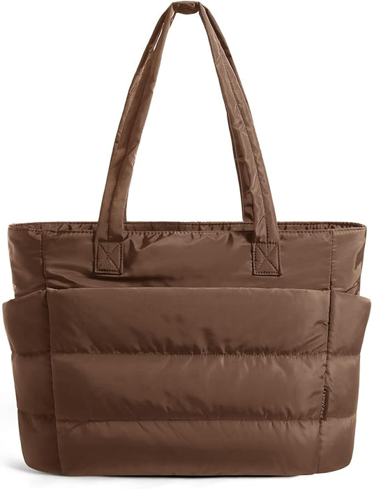 BAGSMART Tote Bag for Women, Lightweight Puffy Tote Bag with Compartments Shoulder Bag Handbag for Travel, Work, Gym | Lightweight