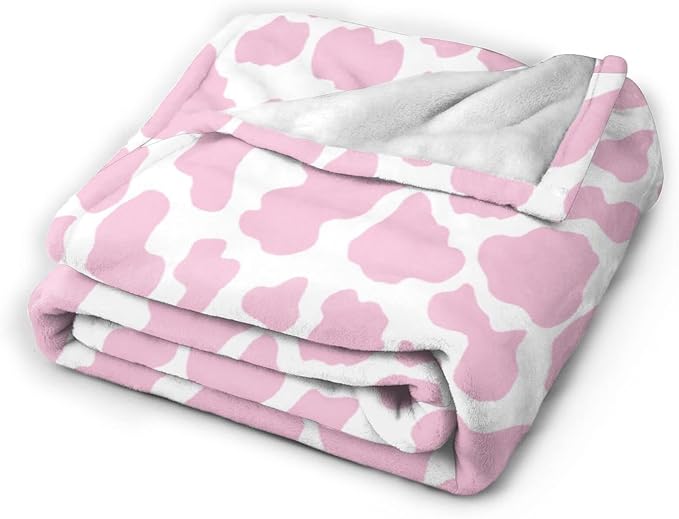 Pink Cow Print Blankets and Throws, Cute Blankets for Teen Girls, Cow Blanket for Adults, Cow Baby Blanket for Girls, Toddler Blanket for Kids, Cow Print Stuff for Women, Cow Gifts for Women 40"x 50"