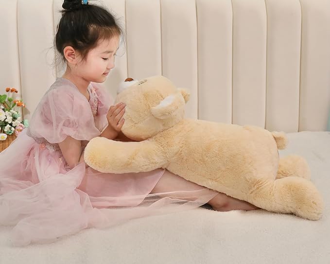 XMV 26 inch 5 lbs Bear Weighted Stuffed Animals, Large Weighted Plush Animal, Cute Plush Toy Pillow, Soft Bear Plushie Gifts for Adults, Kids, Boys and Girls(Light Brown)