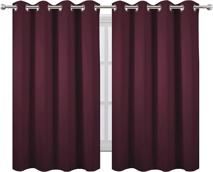 LEMOMO Burgundy Red Thermal Blackout Curtains/52 x 54 Inch/Set of 2 Panels Room Darkening Curtains for Bedroom