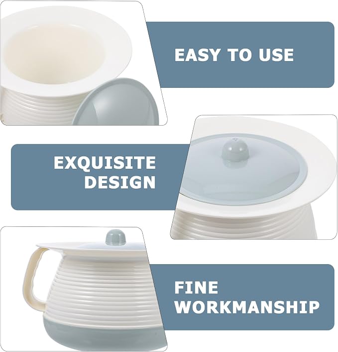 POPETPOP Elder Chamber Pot with Lid and Handle Thickened Portable Spittoon Urine Pot for Adults and Kids Durable Household Commode Bucket 8.26X8.26X5.11In