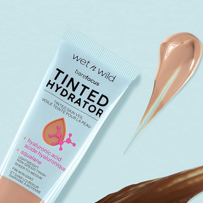 wet n wild Bare Focus Tinted Hydrator Matte Finish, Medium Tan, Oil-Free, Moisturizing Makeup | Hyaluronic Acid | Sheer To Medium Coverage (Pack of 2)