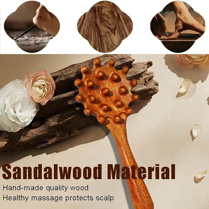 OULIGET Wooden Trigger Point Massage Tool,Sandalwood Comb Head Massager,Gua Sha Comb Tool for Headache,Back,Neck,Shoulder Relaxation