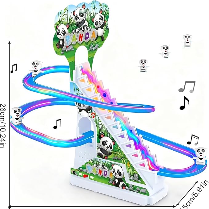 Panda Climbing Toy Set Electric Light Slide Climbing Toys for Automatic Stairs,Playful Santa Race Game Christmas Roller Climbing Toys with LED Light and Music for Toddlers Boys Girls