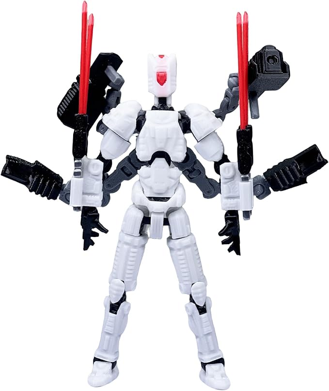 Assembly Completed T13 Action Figure,3D Printed Multi-Jointed Movable T 13, Nova 13 Action Figures Desktop Decorations for Game Lovers Toy (White)