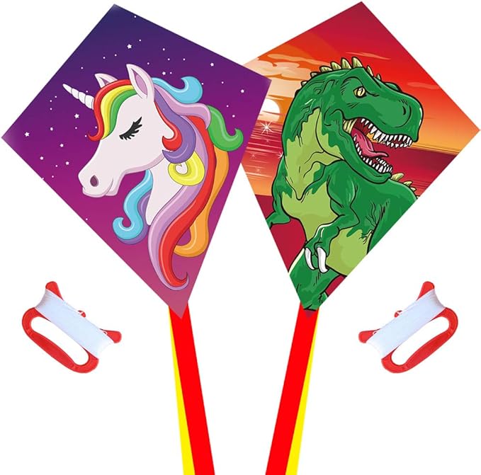 HONBO DIY Kite for Kids, Beginners Kite for Children, Wonderful Eddy Kite for 3 Years up, with 2x300cm Long Tails, Kite Handle, 60m String and Swivel incloud